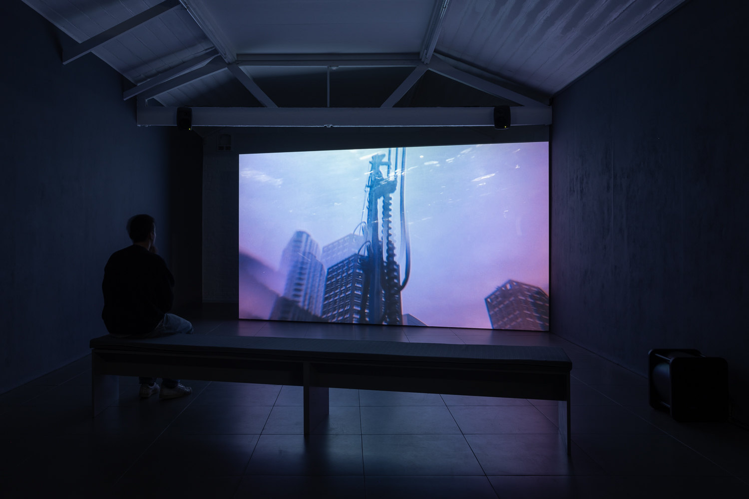 Felix Melia, 'Money for Nothing', 2021, installation view, single channel, digital video, sound, 34:59 (+1:00 break)