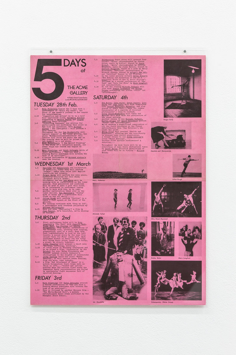 5 Days at ACME Gallery poster, 1978, X6 Dance Space (1976-80): Liberation Notes, 2020, Cell Project Space