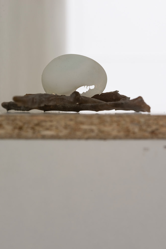 Ksenia Pedan, Untitled (egg), installation view, 2023, cast glass Ksenia Pedan, Untitled (egg), installation view, 2023, cast glass