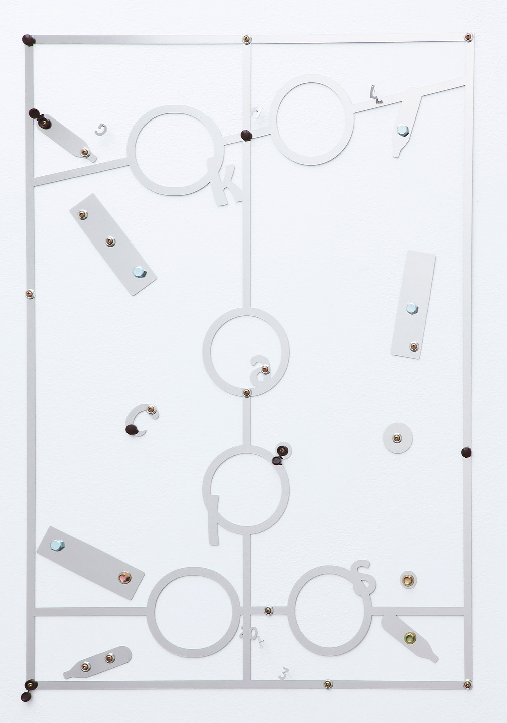 George Henry Longly, Calorie Counter (Weight Watchers), 2013, mirror polished steel, coach bolts, screws, screw caps, 55 x 80 x 1 cm, Cell Project Space