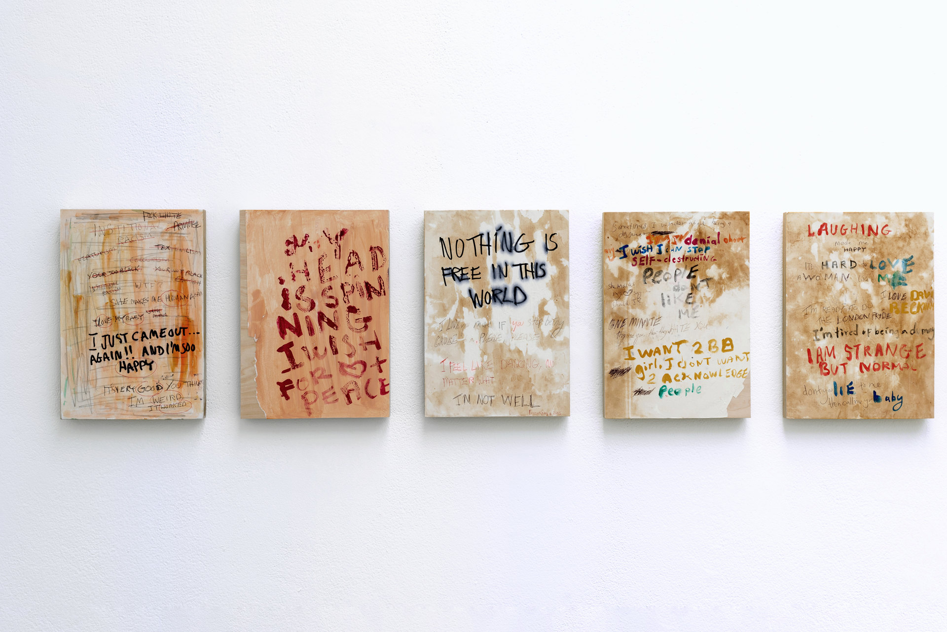 'Its hard to Love a woman Like Me' (text-based works), 2013-15 2022, detail  Nicola Frimpong  watercolour, ink, mounted on plywood 10 x (21cm x 29 cm)