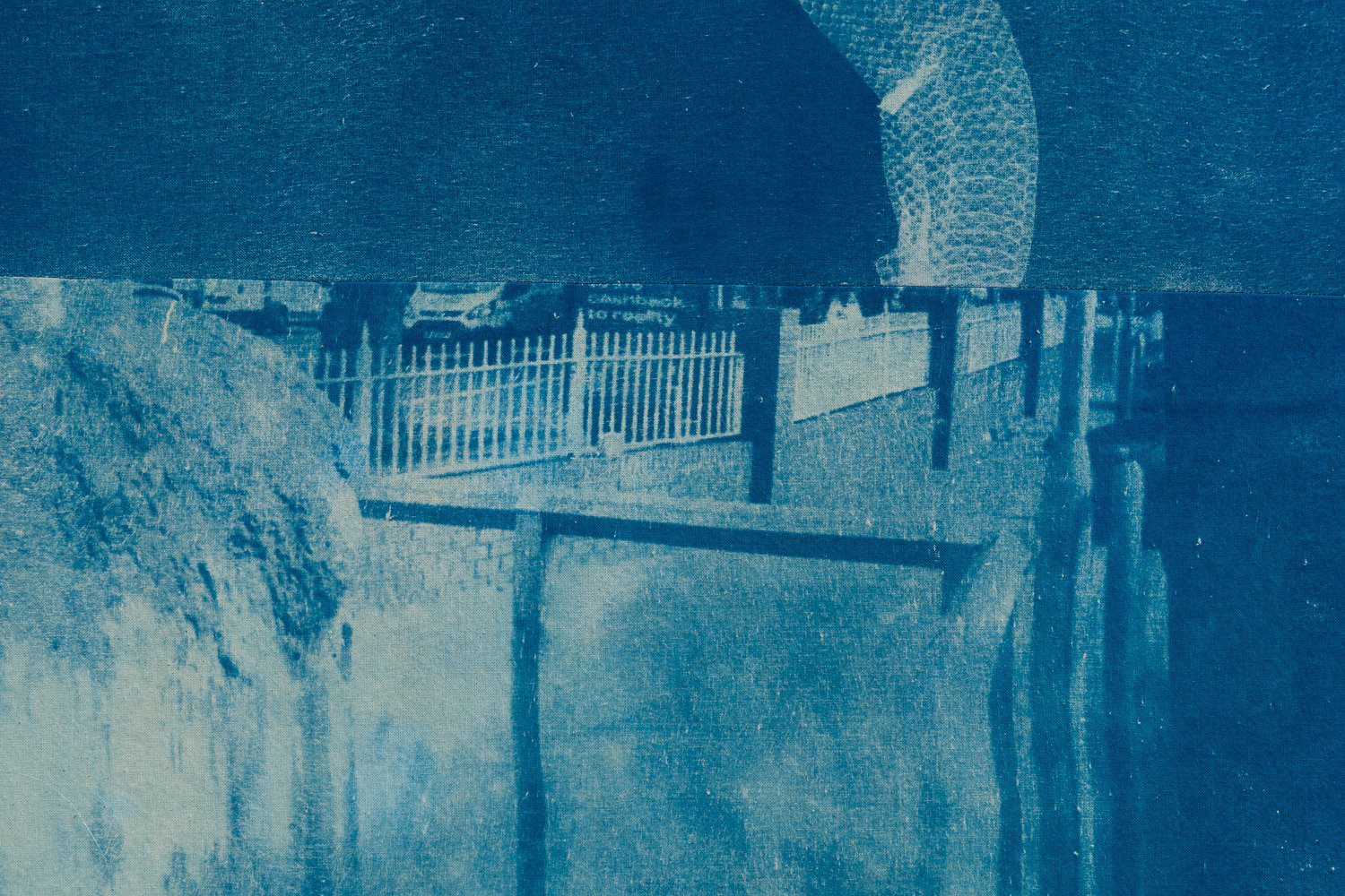 Felix Melia, Detail  'Back to Reality', from 'Stages', 2022, cyanotype print on cotton