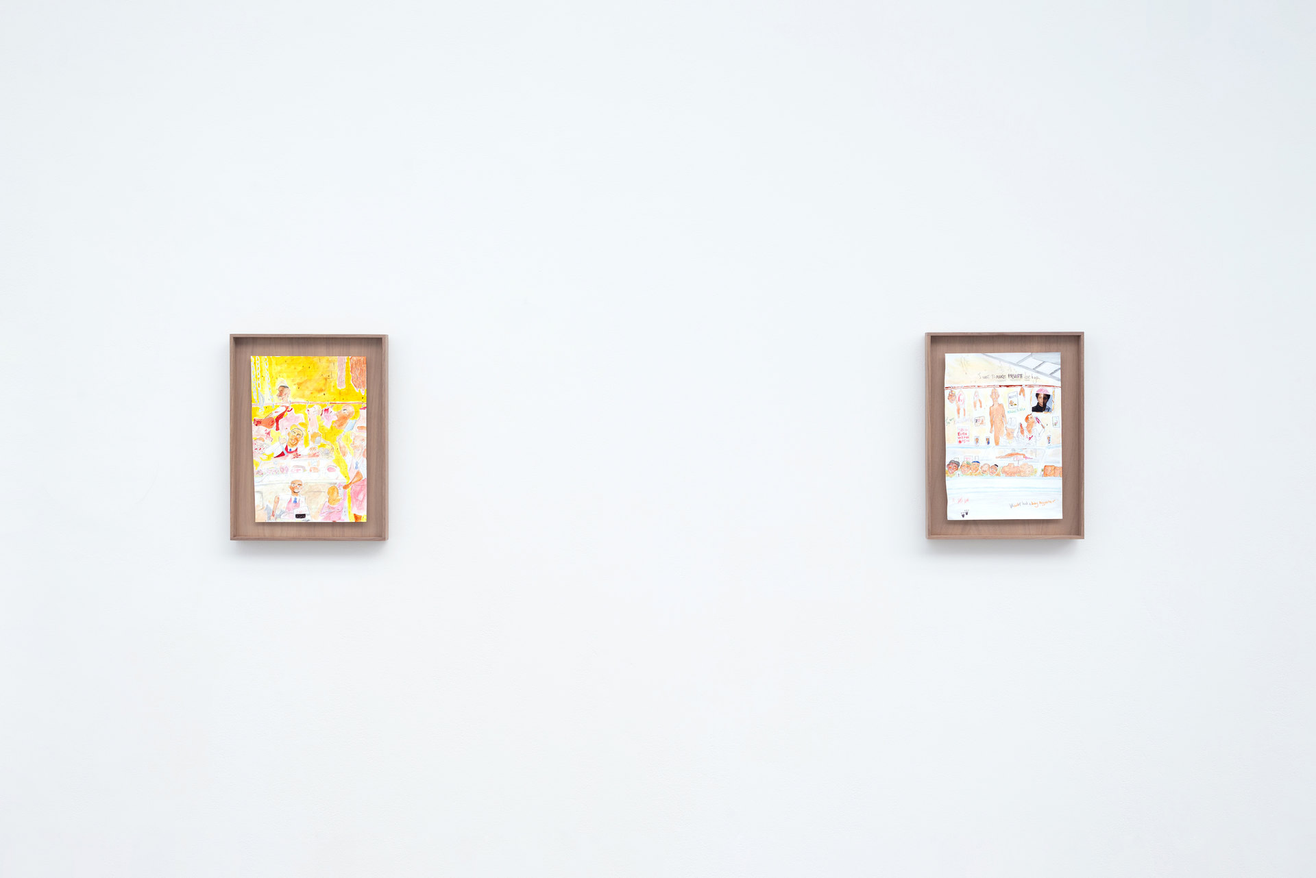 'Factory 3 & 2', 2012, Nicola Frimpong  watercolour, ink, (21cm x 29cm) on walnut timber tray, (28cm x 36cm x 4cm)