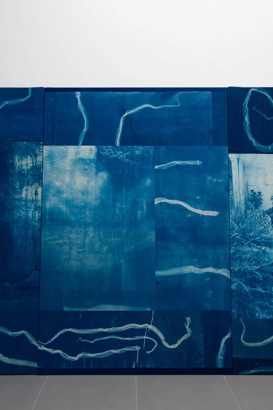 Felix Melia, Detail  'High Tide', from 'Stages', 2022, cyanotype print on cotton