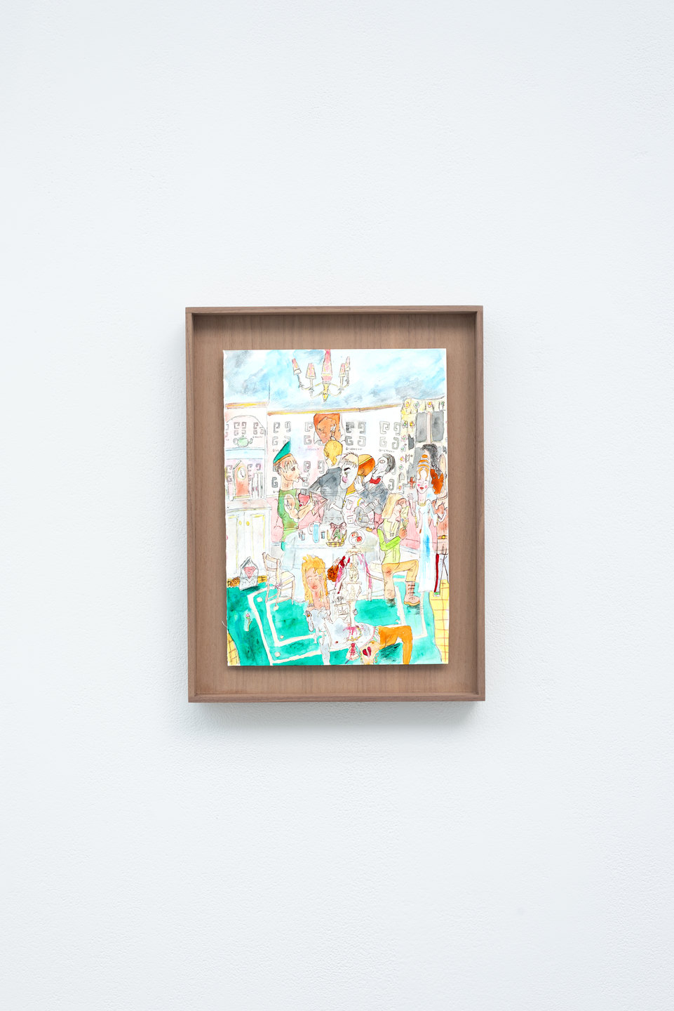 'The Beggars Opera', 2012, Nicola Frimpong  watercolour, ink, (21cm x 29cm) on walnut timber tray, (28cm x 36cm x 4cm)