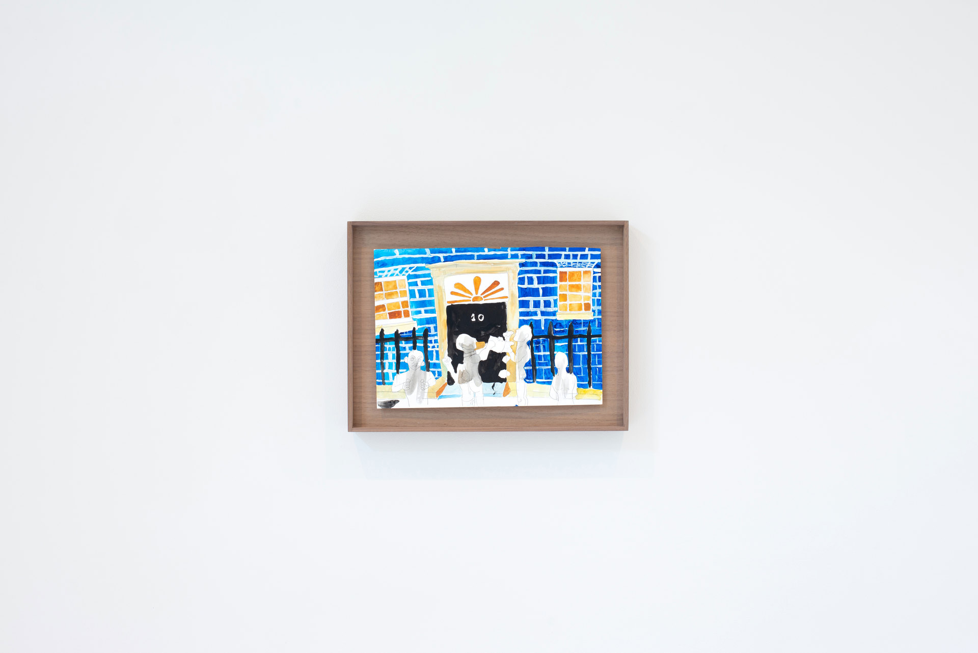 'Untitled', 2013, Nicola Frimpong  watercolour, ink, (21cm x 29cm) on walnut timber tray, (28cm x 36cm x 4cm)