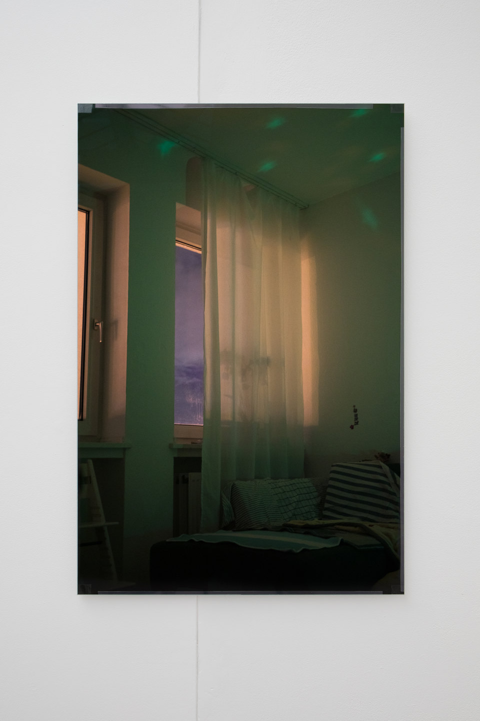 Niklas Taleb, Untitled, detail, 2023, archival pigment print, artist frame; glass, tape
