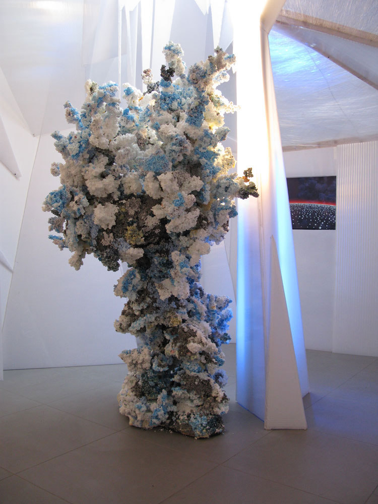 Aisling Hedgecock 'The Unrelieved Dynamic of Diagonal Axes; Cloud trees#2', 2008, Media: Polystyrene Beads, PVA, Paint