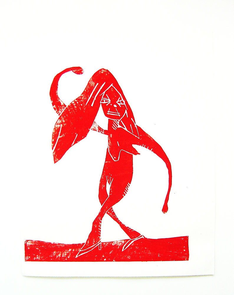 Cedar Lewisohn ‘The Stripper’ 2008 Acrylic Ink on Paper Wood Block Print (l.152cm x w.122cm), Wild Shapes, Cell Project Space