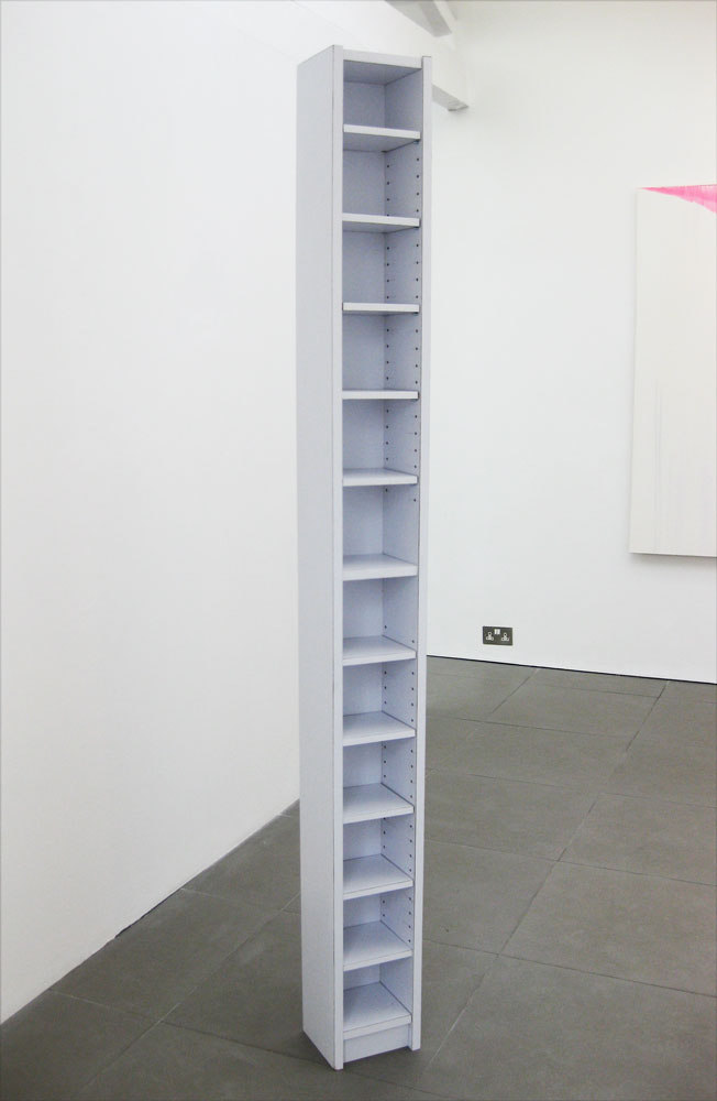 Francesca Nobilucci, Hi Fi ‘handmade replica of Ikea Benna Tower CD rack’ 2009, Formica, chipboard, graphite pencil, (h.200cm x w.20cm x d.20cm)