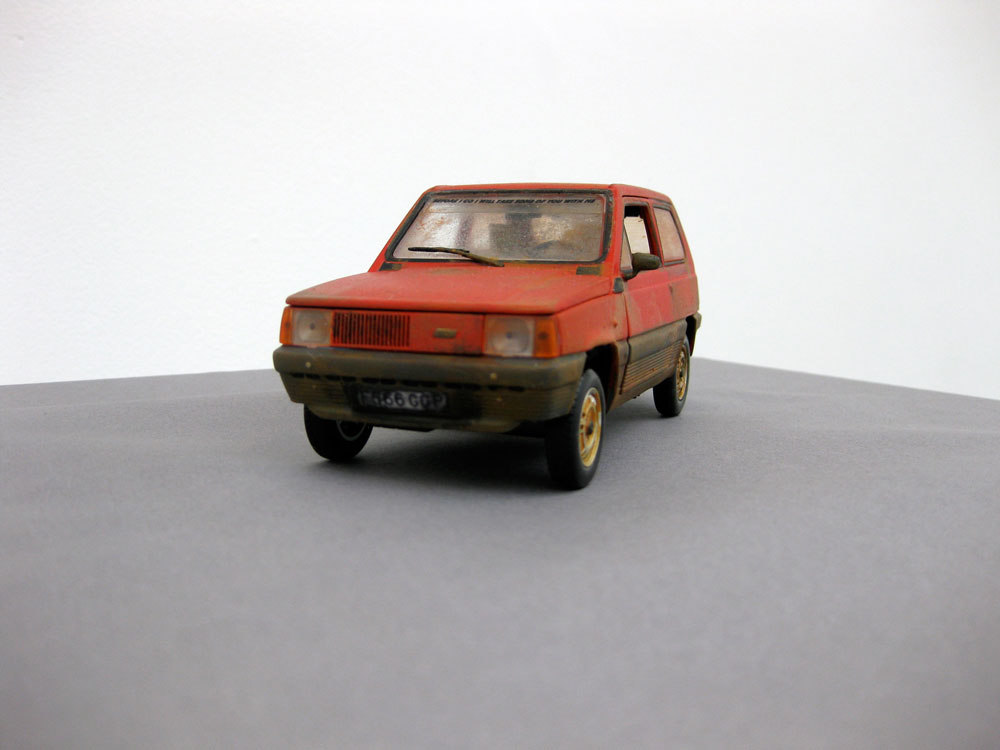 Ian Brown 'Eventually I will rust and die/before I go I will take some of you with me (Fiat Panda, model)', 2009, plastic, enamel paint, varnish, stickers