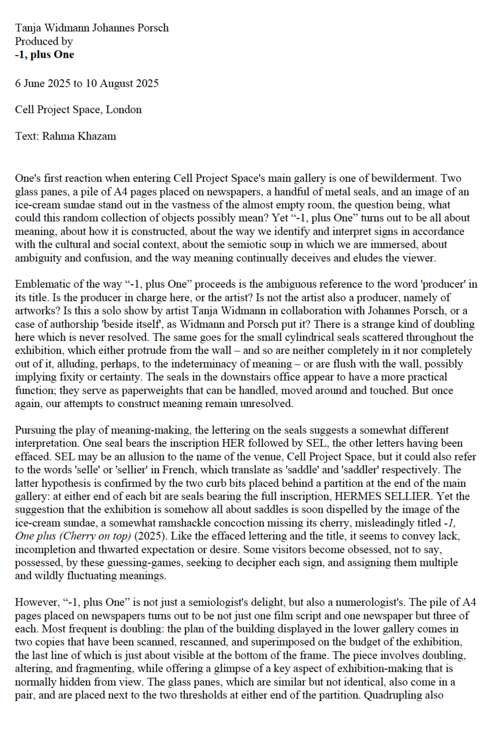 English translation, Rahma Khazam for Springerin Page 1