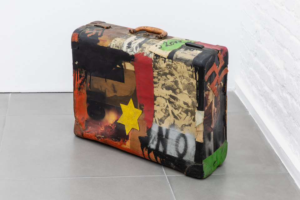 Boris Lurie, 'Immigrant’s NO Suitcase (Anti-Pop)', 1963, Acrylic paint, paper collage, cloth on suitcase, 79 x 63 x 33cm, Shit and Doom - NO!art, 2019, Cell Project Space