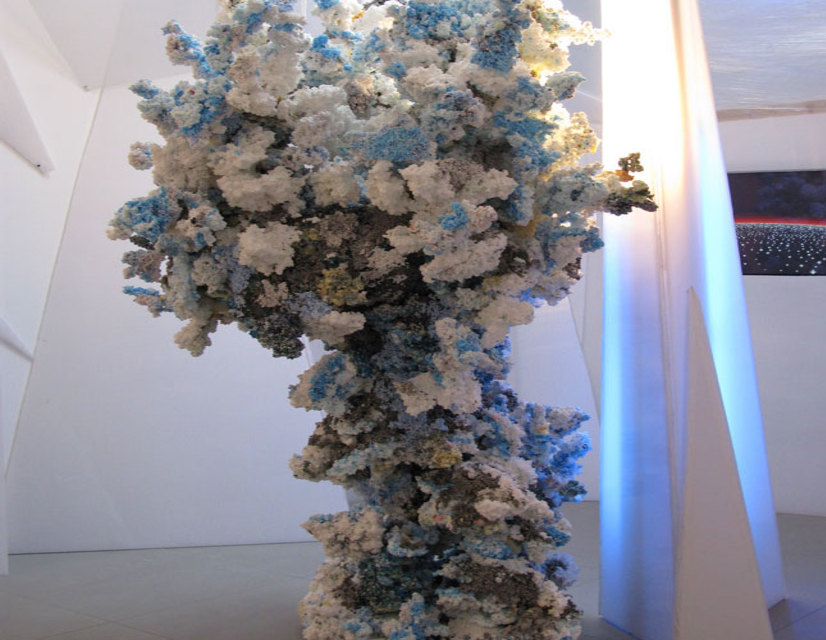 Aisling Hedgecock 'The Unrelieved Dynamic of Diagonal Axes; Cloud trees#2', 2008, Media: Polystyrene Beads, PVA, Paint