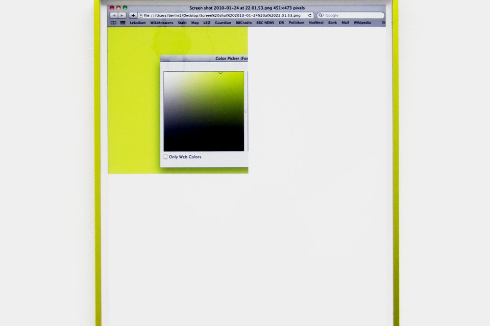 Anders Clausen. Color Picker 1, 2010 Color Picker 1 2010, Digital print, anodised aluminium frame, (51 x 35.5 cms / 20 1/8 x 14 ins), Cell Project Space
