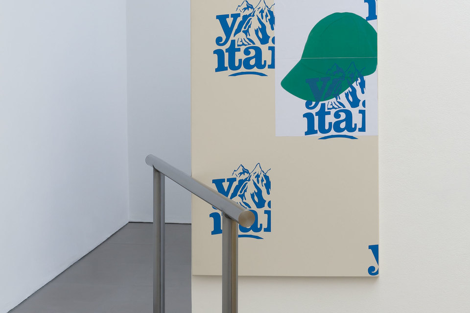 Bryan Dooley, Y-Mountain #3, 2013, Powder coated aluminium, laserjet print, silkscreen print, steel dip bar, bar (140 cm x 70 cm), print (88 cm x 165 cm), Cell Project Space