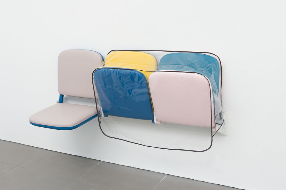 Magali Reus, Parking (Jogs), 2013  Magali Reus, Parking (Jogs), 2013, polyester resin, pigments, clear PVC, cotton, Airtex, 57 cm x 140 cm x 48 cm, Cell Project Space