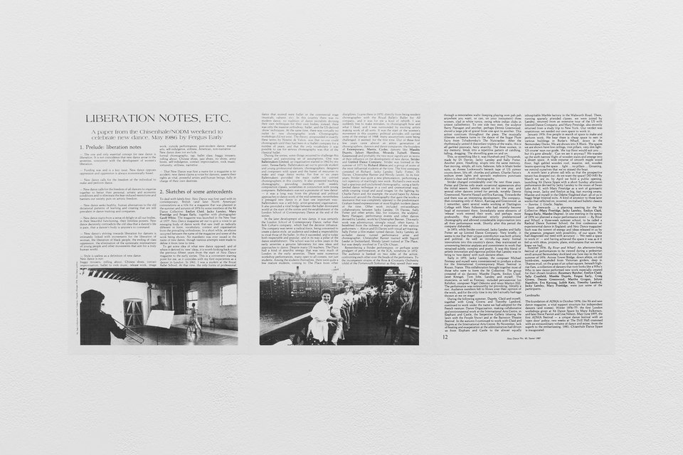 'Liberation Notes, etc.', 1987, Fergus Early, New Dance magazine, Issue 40, p.10-12, X6 Dance Space (1976-80): Liberation Notes, 2020, Cell Project Space