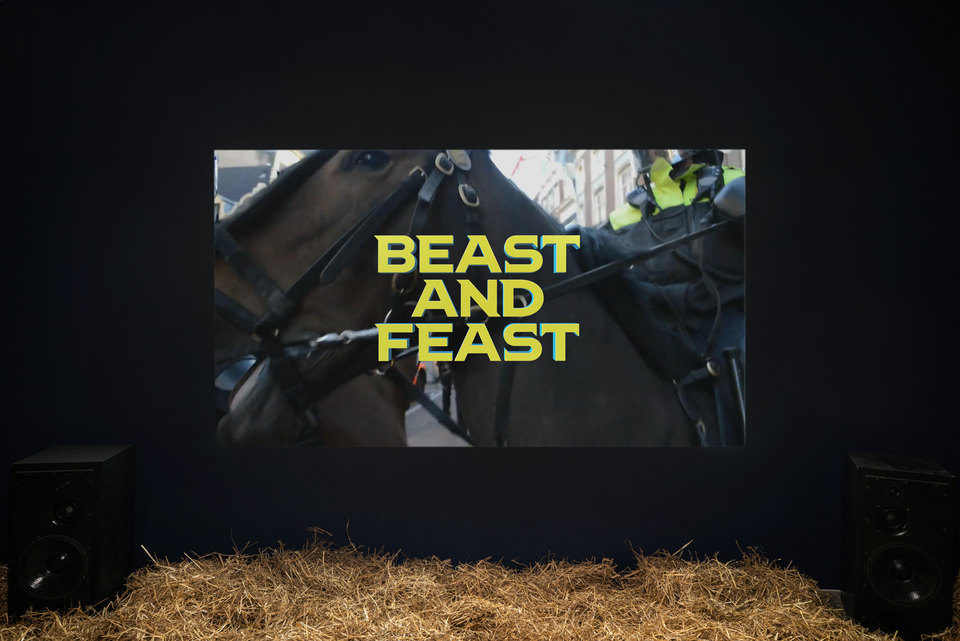 Josefin Arnell, Beast and Feast, Installation View, 2023, HD video, 25:10, single-channel video installation