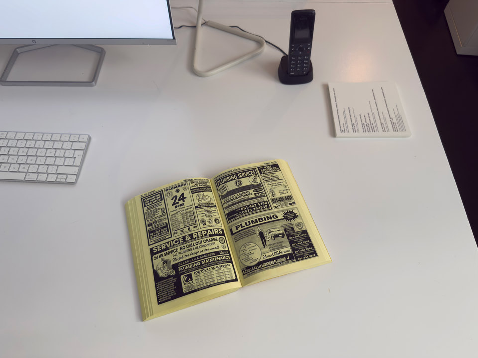 Elizabeth Wright, Yellow Pages, 1995, detail, Teatro Grottesco presents Elizabeth Wright at Cell Project Space, 2026