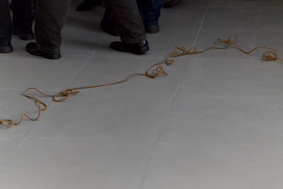 Ruoru Mou, Tease 002, 2025, detail, braided fabric cable, Fortunate, Cell Project Space, 2025