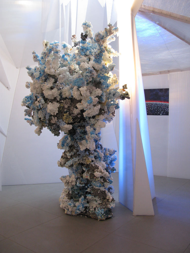 Aisling Hedgecock 'The Unrelieved Dynamic of Diagonal Axes; Cloud trees#2', 2008, Media: Polystyrene Beads, PVA, Paint