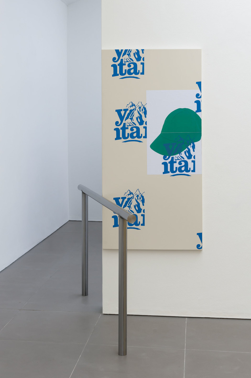 Bryan Dooley, Y-Mountain #3, 2013, Powder coated aluminium, laserjet print, silkscreen print, steel dip bar, bar (140 cm x 70 cm), print (88 cm x 165 cm), Cell Project Space