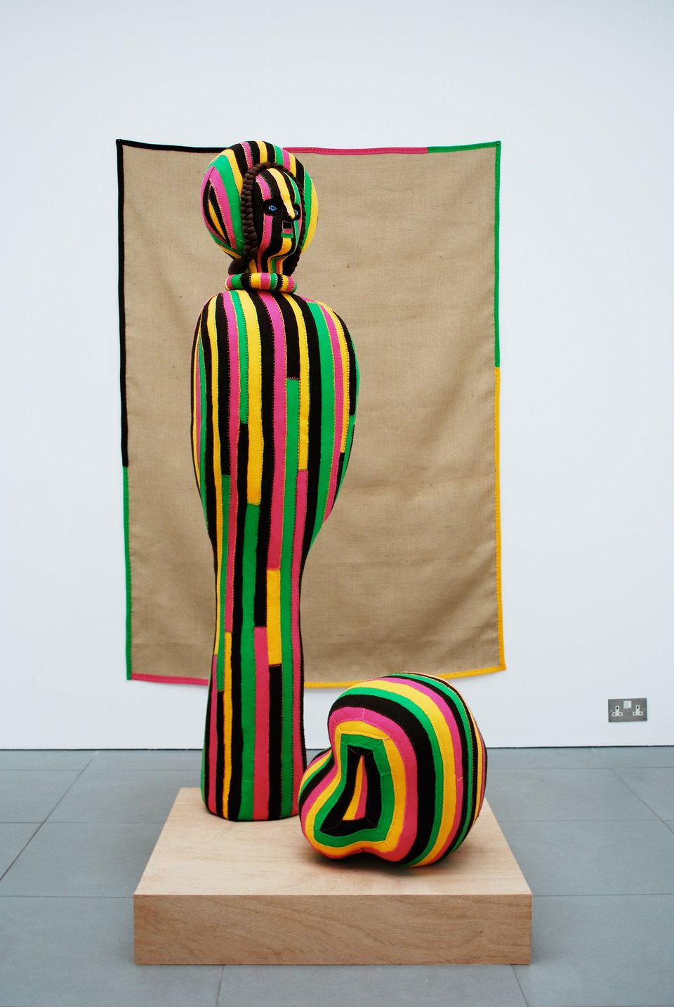 Jonathan Baldock, Mother and Child, 2010, Felt, thread, foam, wood, acrylic paint, Hessian, dolls eyes. (h.1900mm x w.840mm x d.840mm), Cell Project Space