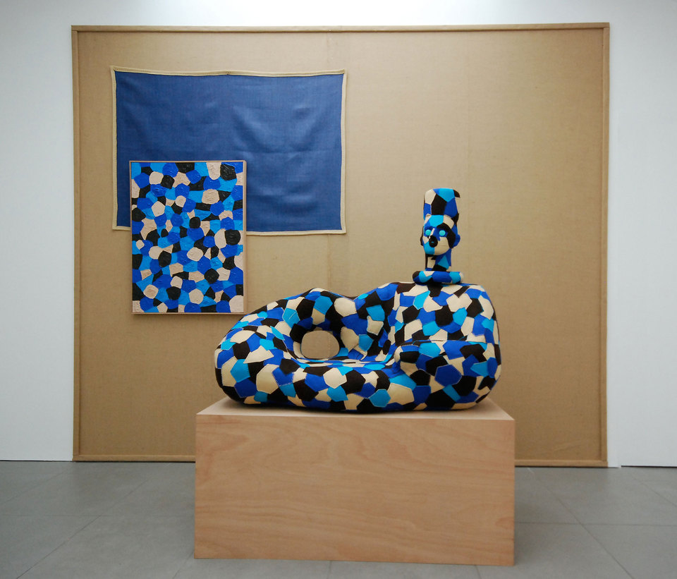 Jonathan Baldock, 'Reclining Figure', 2010, Felt, thread, turquoise, foam, wood, acrylic paint, (w.1350mm x l.660mm x h.1670mm), Cell Project Space