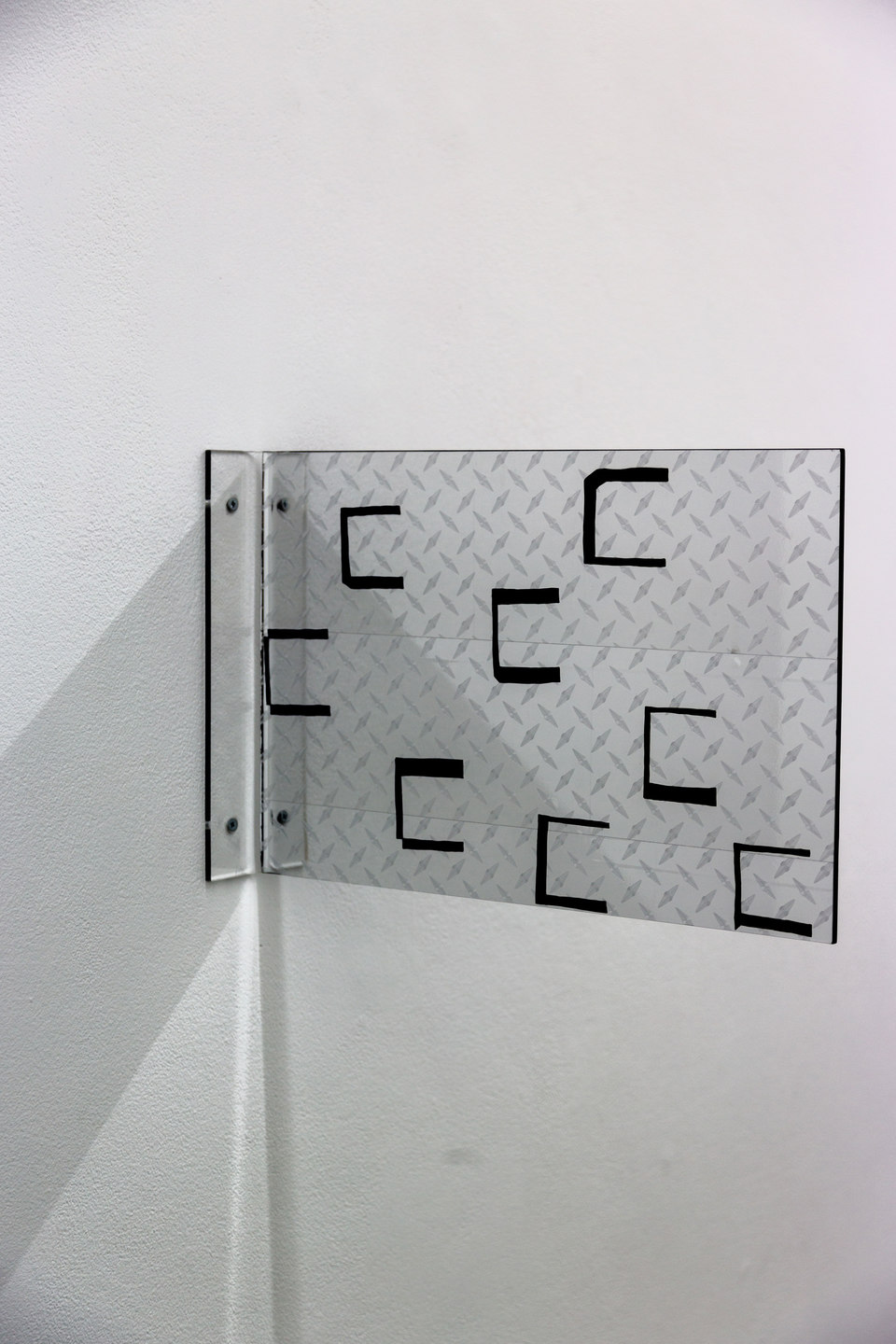 Marte Eknæs, Reboot Horizon, 'Alternative Solutions Diamond Plate', 2013, plexiglass, custom vinyl sticker, diamond plate decal, Cell Project Space