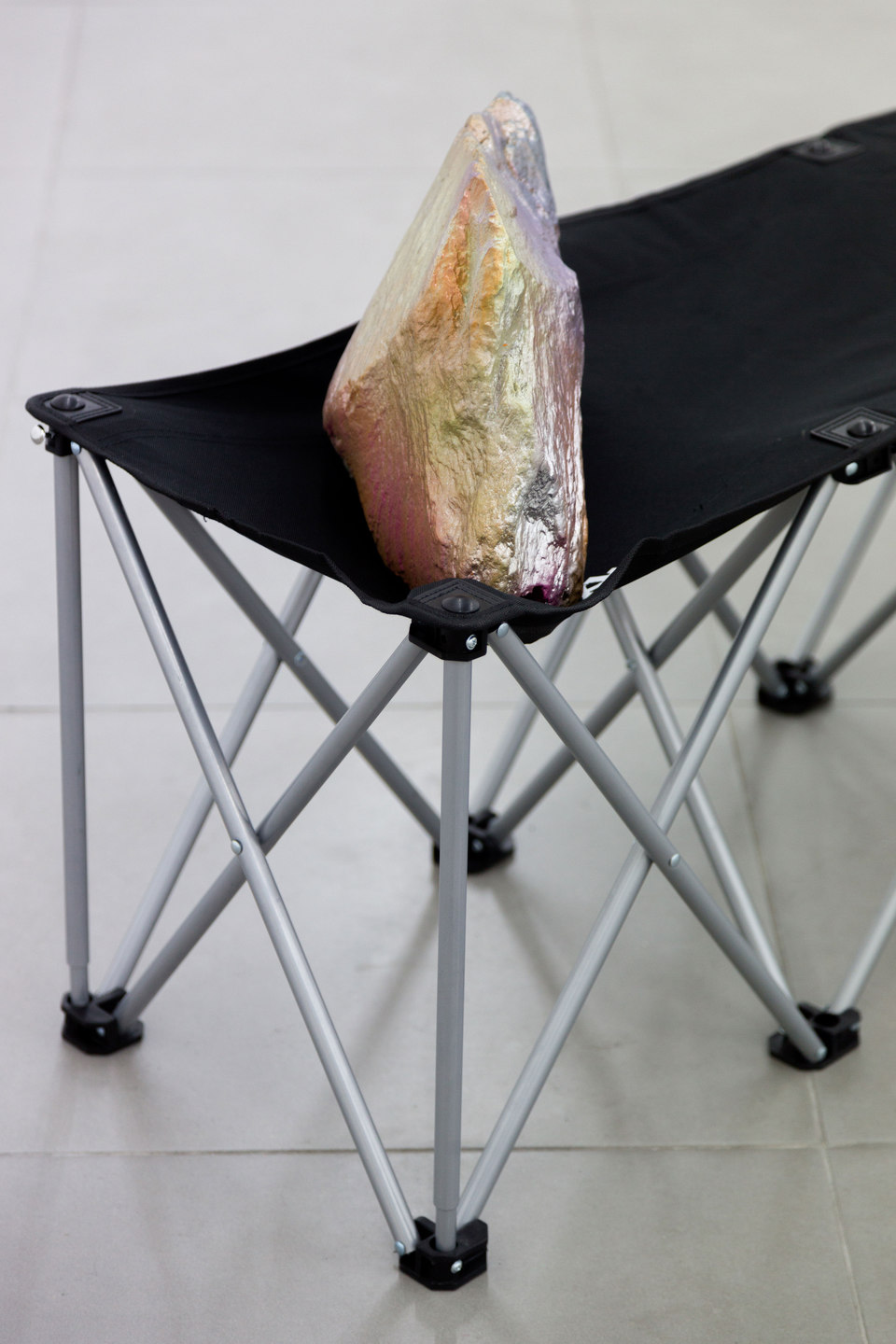 Santiago Taccetti, Reboot Horizon, 'Untitled (Chicago Boys I)', [detail], 2014,  enamel on stone, aluminium, steel, plastic, nylon, Cell Project Space