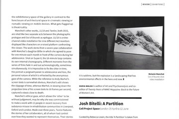 Art Monthly, Josh Bitelli, A Partition, 2016