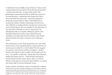 Eddie Peake by  Eleanor Nairne Frieze focus, May 2012