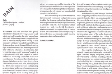 Review of RAIN by Oliver Basciano for art review Magazine  Page 2